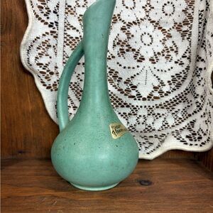 Haeger Pottery Matte Aqua Bud Vase with Handle